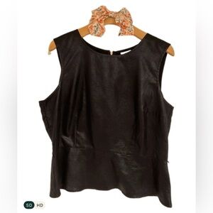 Worthington Faux LeatherBlack Sleeveless Blouse Shell - similar to Commando Top